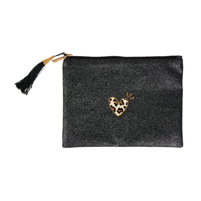 POCHETTE NOIR MOTIF COEUR LÉOPARD - Image 2