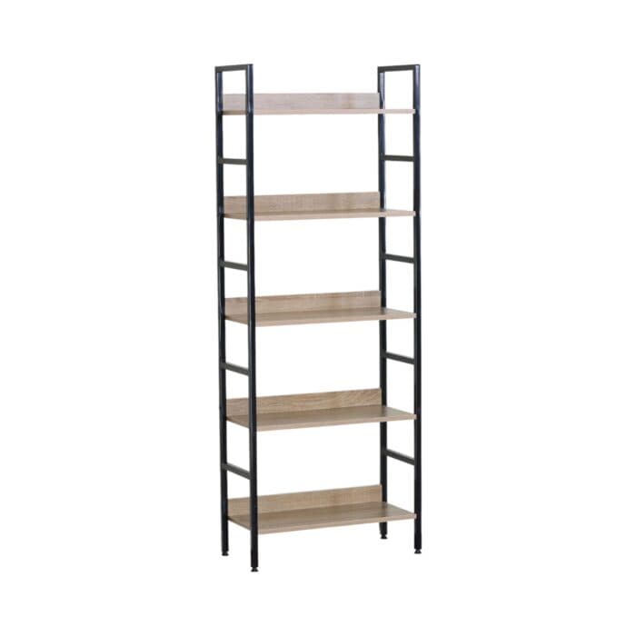 ÉTAGÈRE 5 TABLETTES - CHÊNE MODERN OAK ET MÉTAL NOIR - Image 2