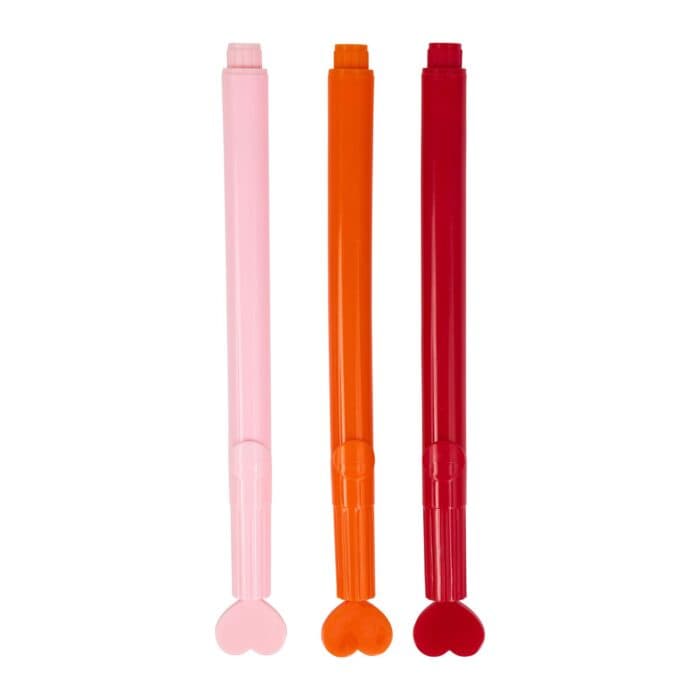 LOT DE 3 STYLOS TAMPON COEUR - Image 2