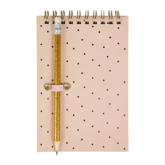 CARNET À SPIRALE ROSE POIS DORÉ - Image 2