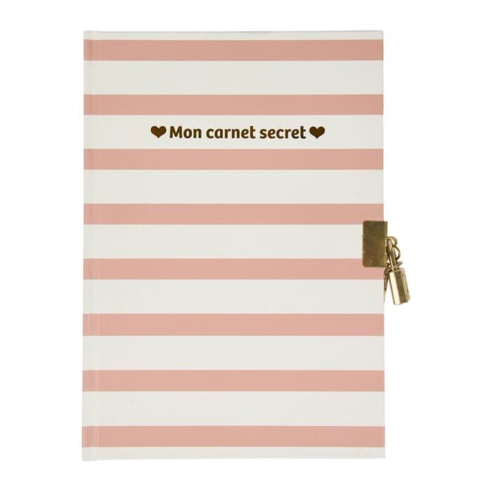 CARNET SECRET A5 MOTIF RAYURES ROSES - Image 2