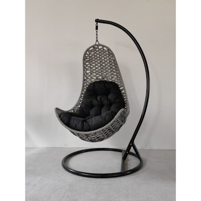 BALANCELLE 1 PLACE AVEC COUSSIN -  NOIR &amp; GRIS - Image 2