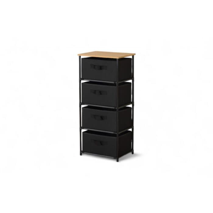COMMODE 4 TIROIRS - CHÊNE ET MÉTAL NOIR - Image 2