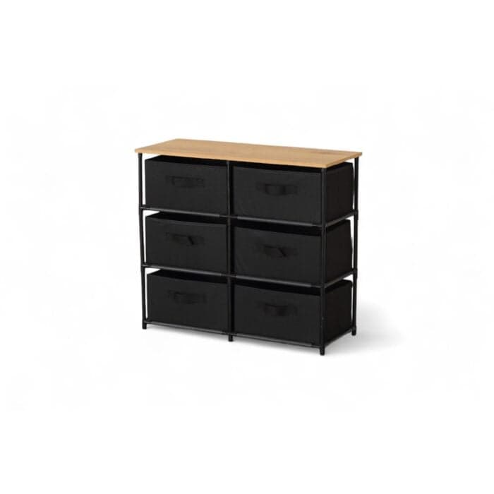 COMMODE 6 TIROIRS - CHÊNE ET MÉTAL NOIR - Image 2