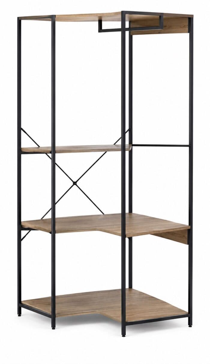 DRESSING OUVERT 3 ÉTAGÈRES - CHÊNE RÉTRO ET MÉTAL NOIR - Image 2