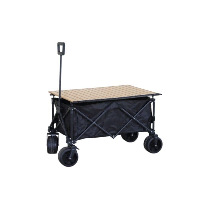 CHARIOT DE JARDIN SUR ROUES - CHÊNE ET NOIR - Image 2