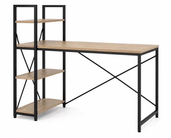 BUREAU AVEC ÉTAGÈRE - CHÊNE MODERN OAK ET MÉTAL NOIR - Image 2