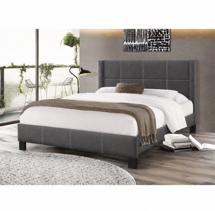 LIT 140 X 190 CM EN TISSU AVEC SOMMIER - NOIR - Image 2