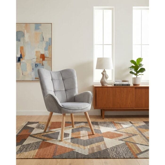 FAUTEUIL EFFET VELOURS CÔTELÉS - GRIS - Image 2