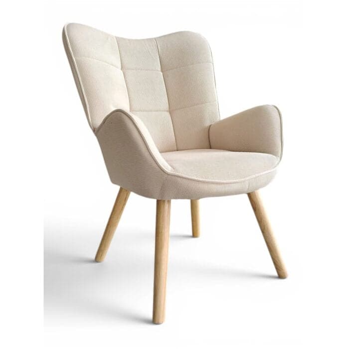 FAUTEUIL EFFET VELOURS CÔTELÉS - BEIGE - Image 2
