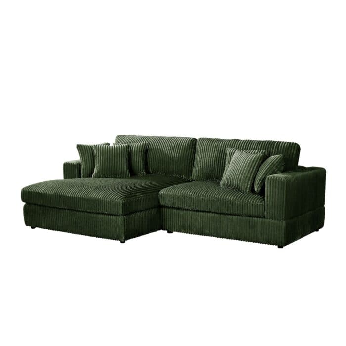 CANAPÉ D'ANGLE GAUCHE TISSU VELOURS CÔTELÉ - VERT CANARD - Image 2