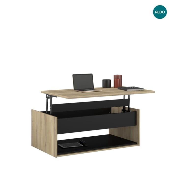 TABLE BASSE RELEVABLE - CHENE KRONBERG &amp; NOIR - Image 2