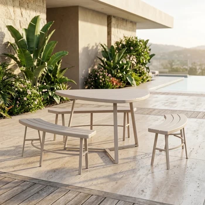 TABLE CŒUR + 3 BANCS - Image 1