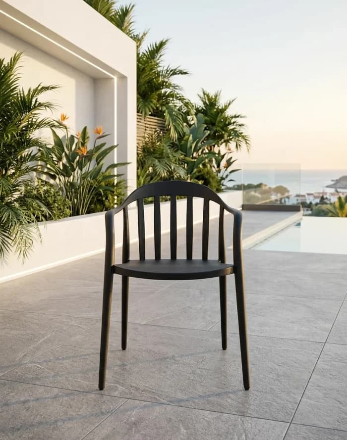 CHAISE DE JARDIN EN POLYPROPYLÈNE - NOIR - Image 1