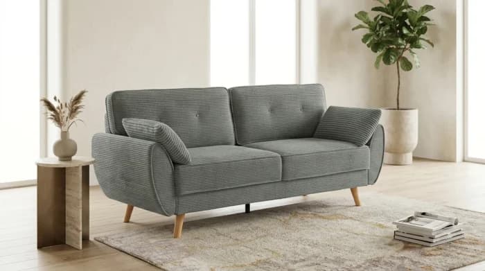 BANQUETTE 3 PLACES CLIC-CLAC EN TISSU - GRIS - Image 1