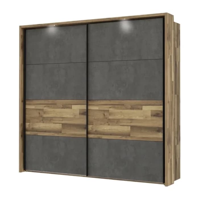 ARMOIRE 2 PORTES COULISSANTES CHENE / BETON - Image 1