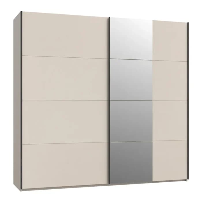 ARMOIRE 2 PORTES COULISSANTES AVEC MIROIR - BEIGE - Image 1