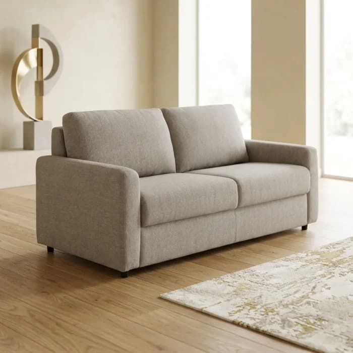 CANAPÉ LIT CONVERTIBLE EN TISSU - TAUPE - Image 1