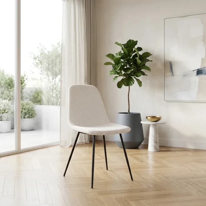 CHAISE EN VELOURS CÔTELÉ - BEIGE - Image 1