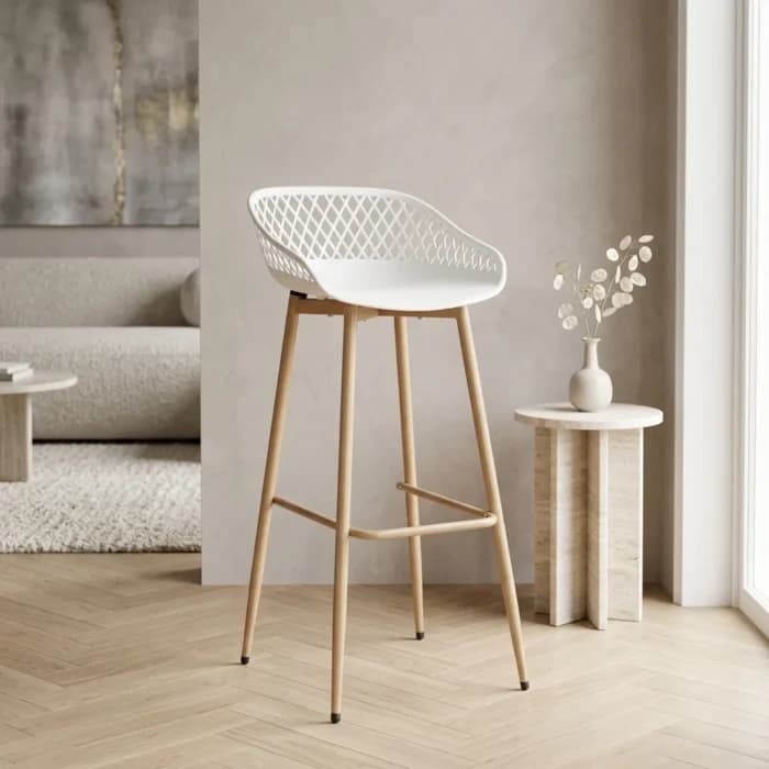 TABOURET DE BAR EN PLASTIQUE - BLANC - Image 1