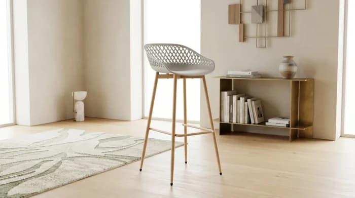 TABOURET DE BAR EN PLASTIQUE - GRIS - Image 1