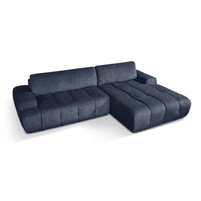 CANAPÉ D'ANGLE DROIT DESIGN COMPRESSÉ - BLEU - Image 1