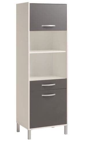 BUFFET 2 PORTES + 2 NICHES + 1 TIROIR - BLANC ET GRIS - Image 2