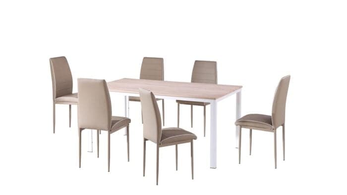 TABLE + 6 CHAISES - BEIGE - Image 2