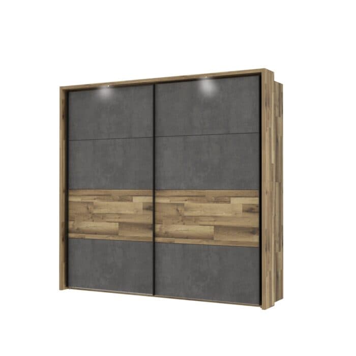 ARMOIRE 2 PORTES COULISSANTES CHENE / BETON - Image 2