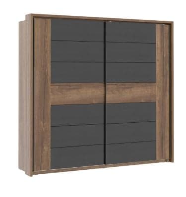 ARMOIRE 2 PORTES COULISSANTES - CHÊNE ET GRIS - Image 2