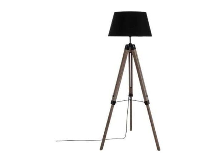 LAMPADAIRE RUNO NOIR TREPIED BOIS - Image 2
