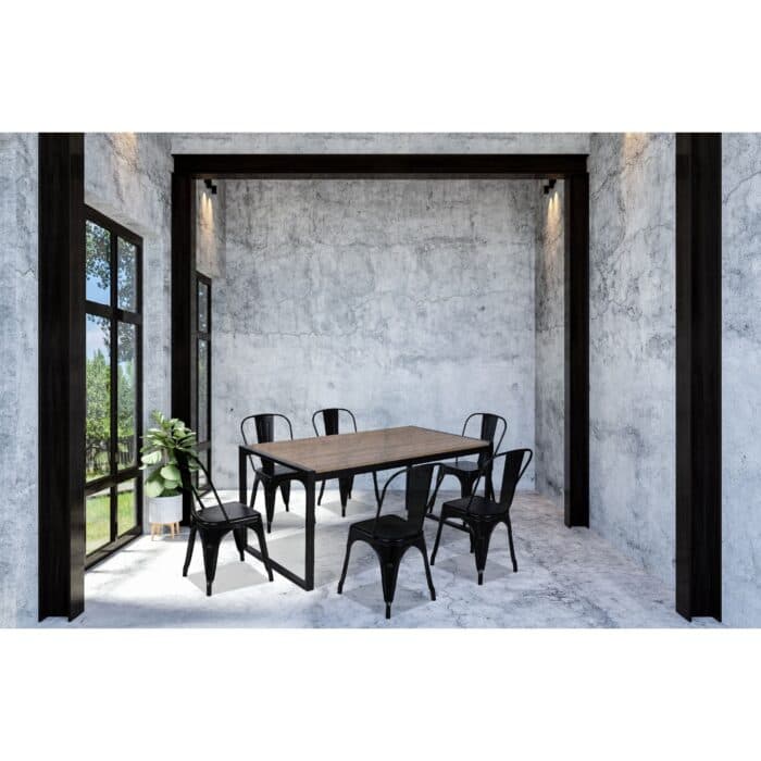 TABLE + 6 CHAISES - NOIR ET CHÊNE - Image 2
