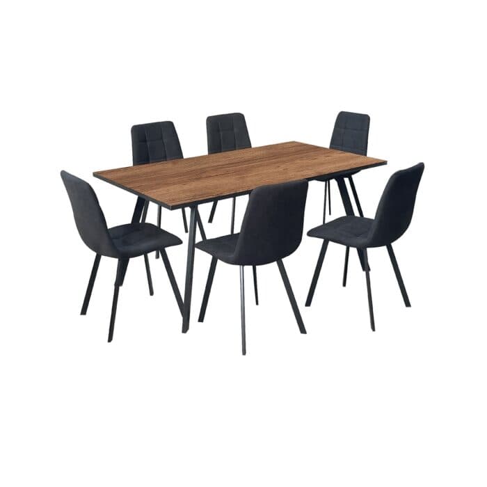 TABLE + 6 CHAISES - CHÊNE ET NOIR - Image 2