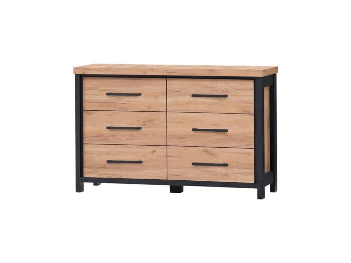 COMMODE 6 TIROIRS - CHENE ET NOIR - Image 2
