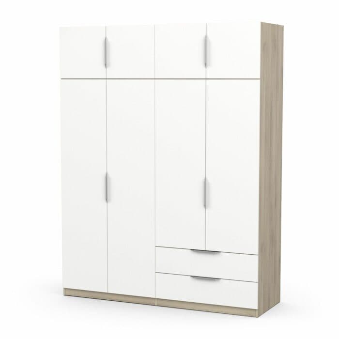 ARMOIRE 8 PORTES / 2 TIROIRS - BLANC/CHENE KRONBERG - Image 2