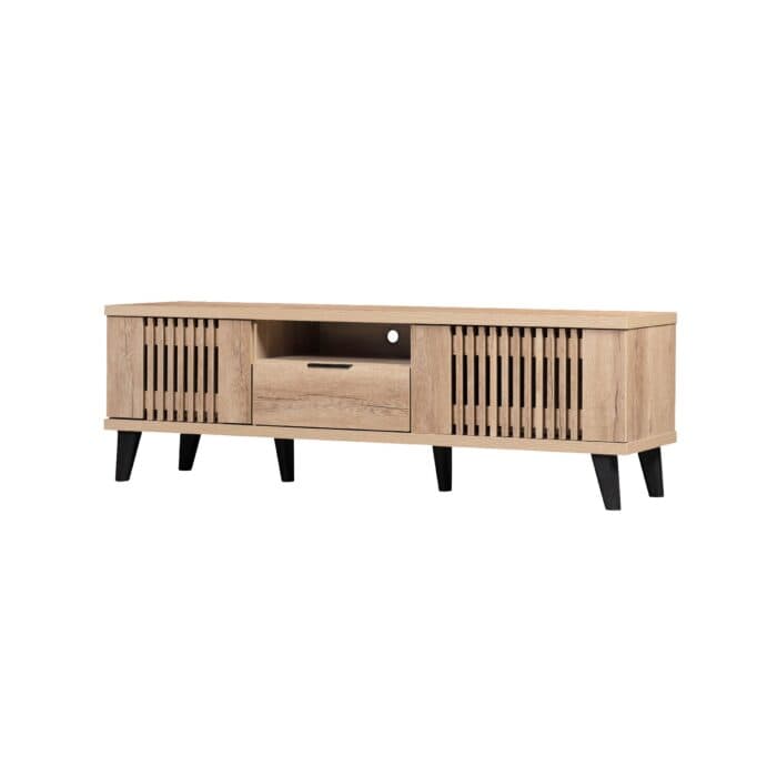 MEUBLE TV 2 PORTES + 1 TIROIR  + 1 NICHE - CHENE - Image 2