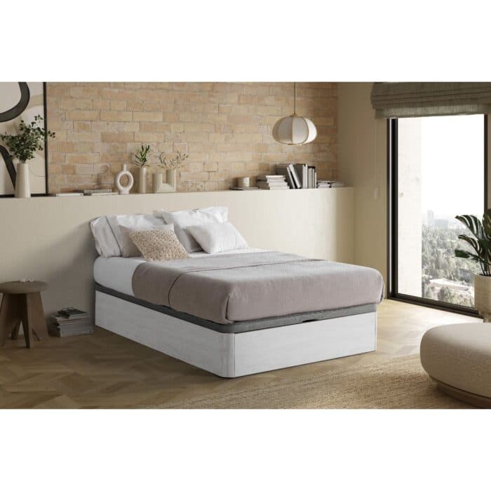 SOMMIER COFFRE RELEVABLE 140X190 - BLANC &amp; GRIS ( SANS MATELAS ) - Image 2