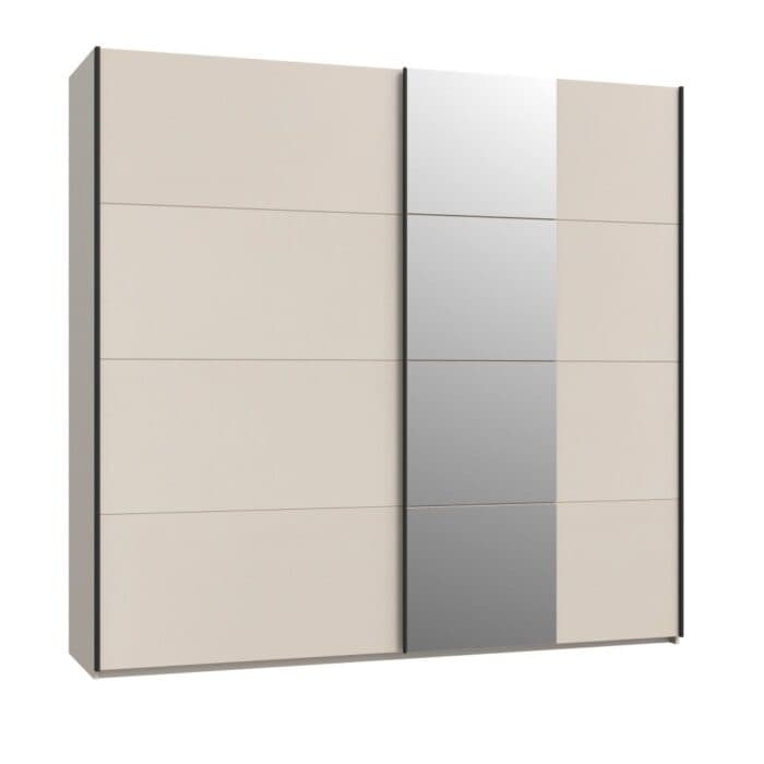ARMOIRE 2 PORTES COULISSANTES AVEC MIROIR - BEIGE - Image 2