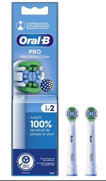 BROSSETTES RECHANGE PRECISION CLEAN X2 NETTOYAGE PRÉCIS - VERT &amp; BLANC - ORAL-B - Image 2