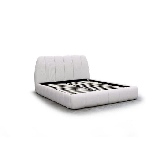 LIT + SOMMIER 160 X 200 CM EN TISSU - BEIGE - Image 2