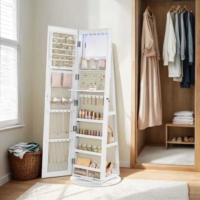 ARMOIRE À BIJOUX PIVOTANTE H162CM - BLANC - Image 2