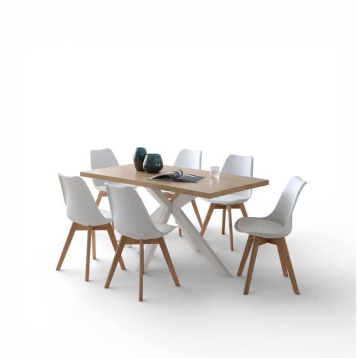 TABLE STERNE + 6 CHAISES - BLANC - Image 2