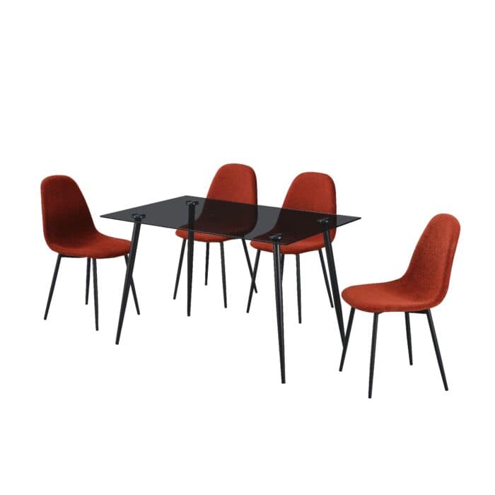TABLE + 4 CHAISES EN TISSU - TERRACOTTA - Image 2
