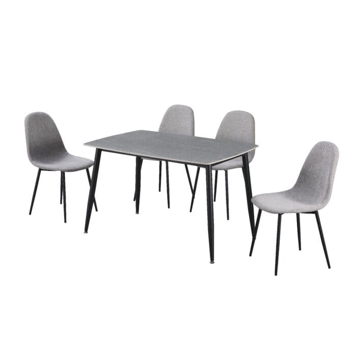 TABLE + 4 CHAISES EN TISSU - GRIS - Image 2