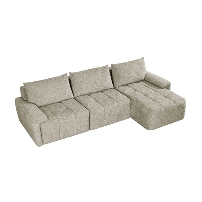 CANAPÉ D'ANGLE DROIT DESIGN COMPRESSÉ - BEIGE - Image 2