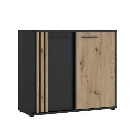COMMODE 2 PORTES  - CHÊNE ARTISAN/NOIR - Image 2