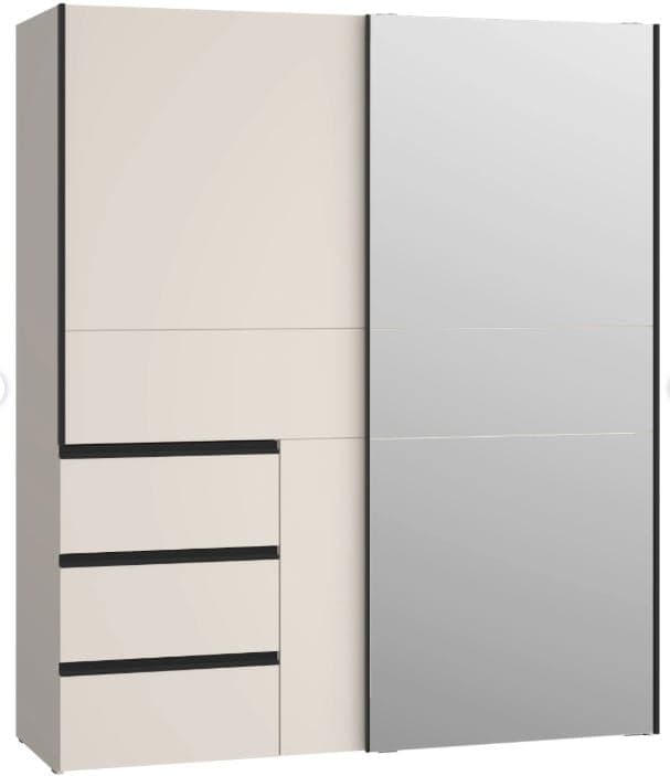 ARMOIRE 2 PORTES COULISSANTES + 1 MIROIR - SABLE - Image 2