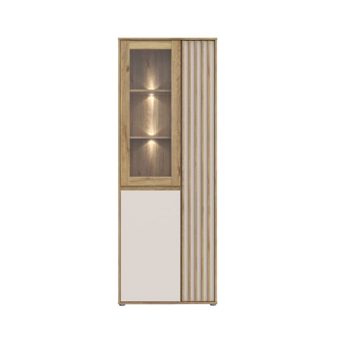 VITRINE 3 PORTES &amp; UNE VITRÉE - CHENE &amp; SABLE - Image 2