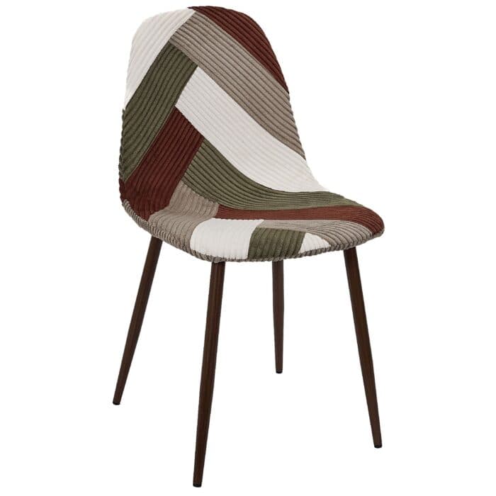 CHAISE PATCHWORK EN TISSU CÔTELÉ - MULTICOLORE - Image 2