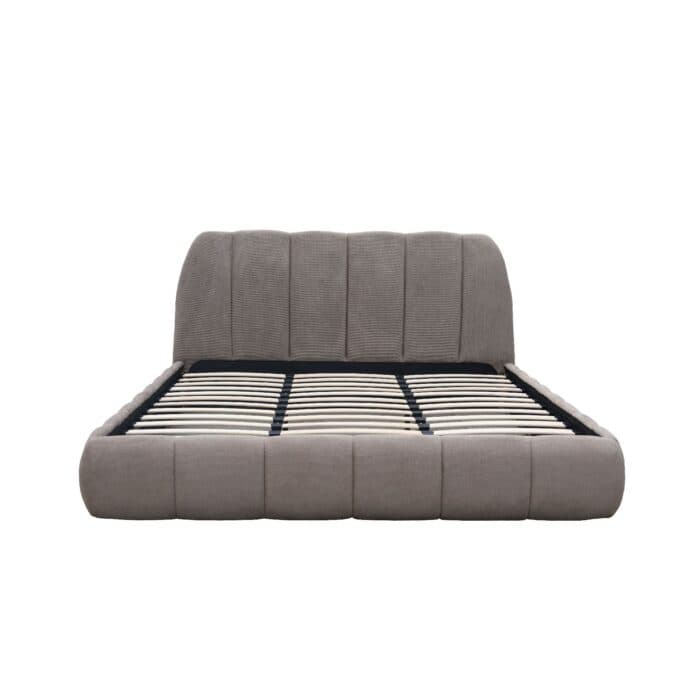LIT + SOMMIER 180X200 CM EN TISSU - MARRON CLAIR - Image 2
